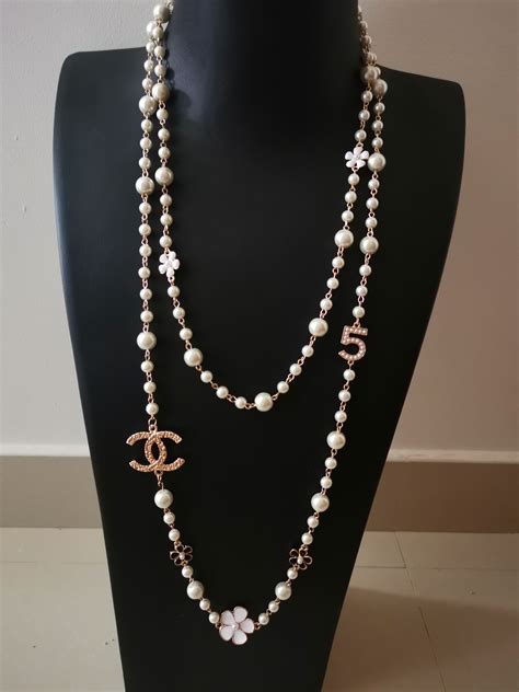 fake chanel pearl necklace|chanel inspired long pearl necklace.